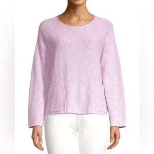 Eileen Fisher ~Malow Lavender Organic Linen + Cotton Boxy Sweater Top in Medium